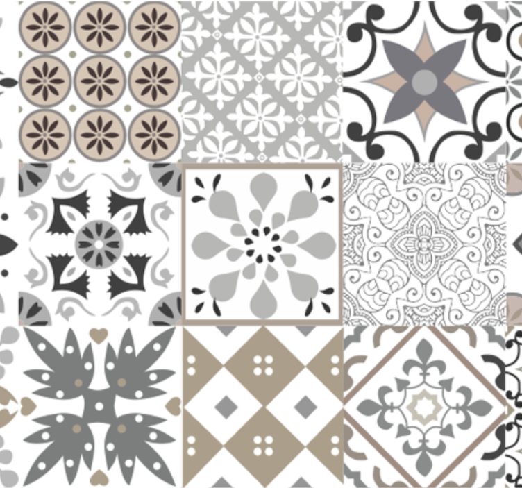 Kitchen wallpaper in grey mosaic design - TenStickers