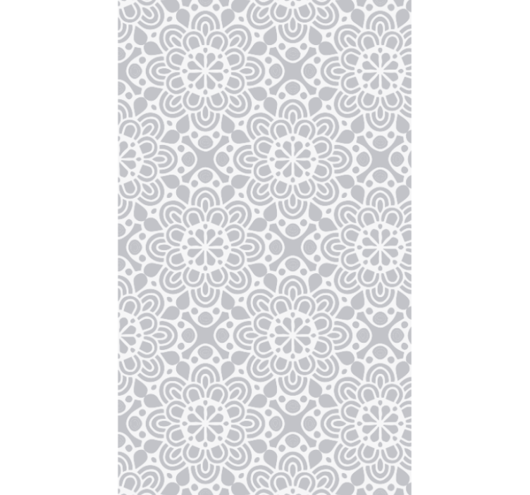 Kitchen wallpaper white grey floral design - TenStickers