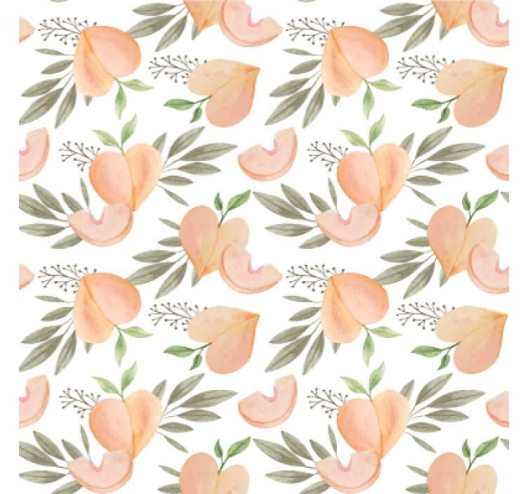 Kitchen wallpaper peach floral design - TenStickers