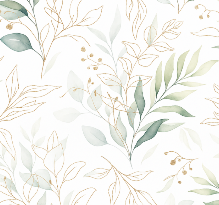 Master bedroom wallpaper watercolor greenery design - TenStickers