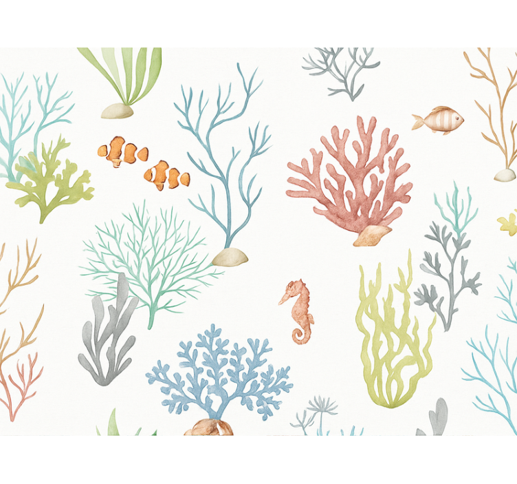 Kids wallpaper underwater coral theme - TenStickers