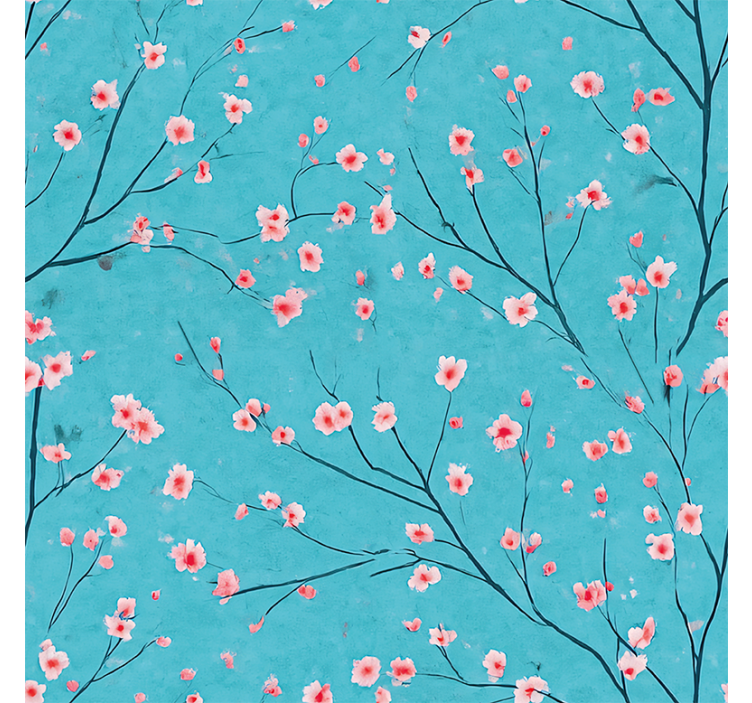 Flower wallpaper teal cherry blossoms - TenStickers