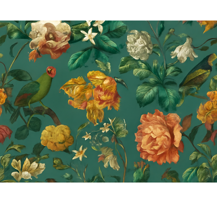 Master bedroom wallpaper dark floral design - TenStickers