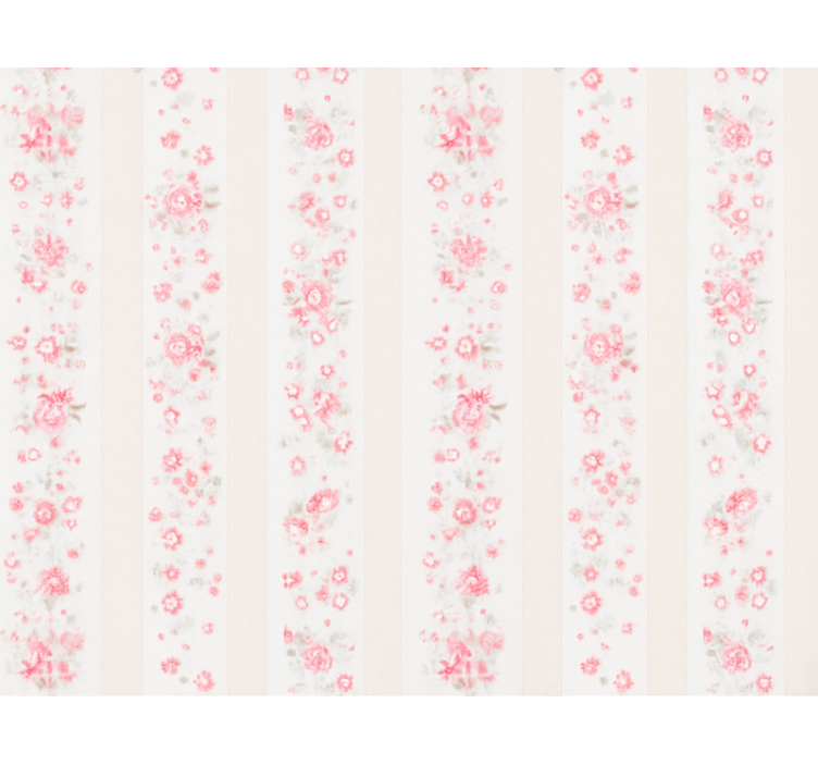 Kids wallpaper pink retro floral stripes - TenStickers