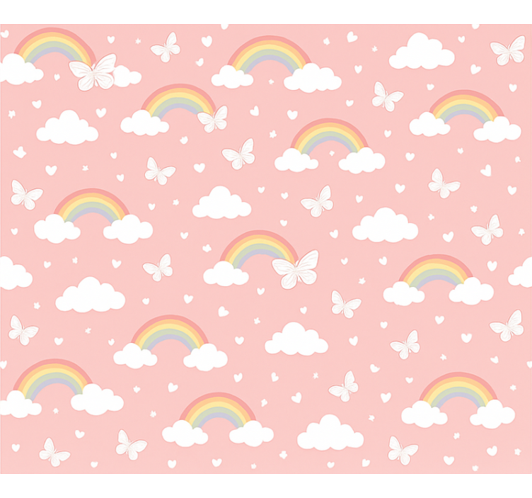 Kids wallpaper pink rainbow design - TenStickers