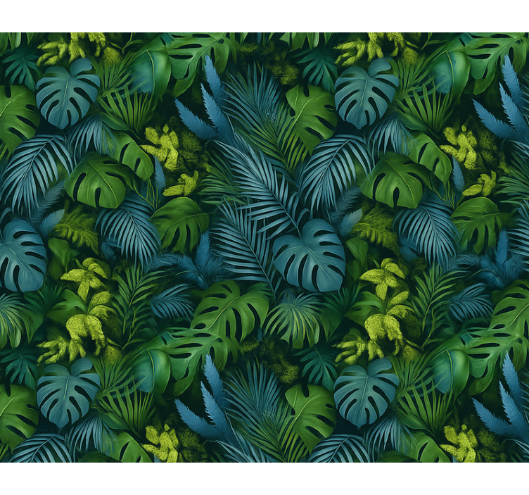 Master bedroom wallpaper green and blue leaves - TenStickers