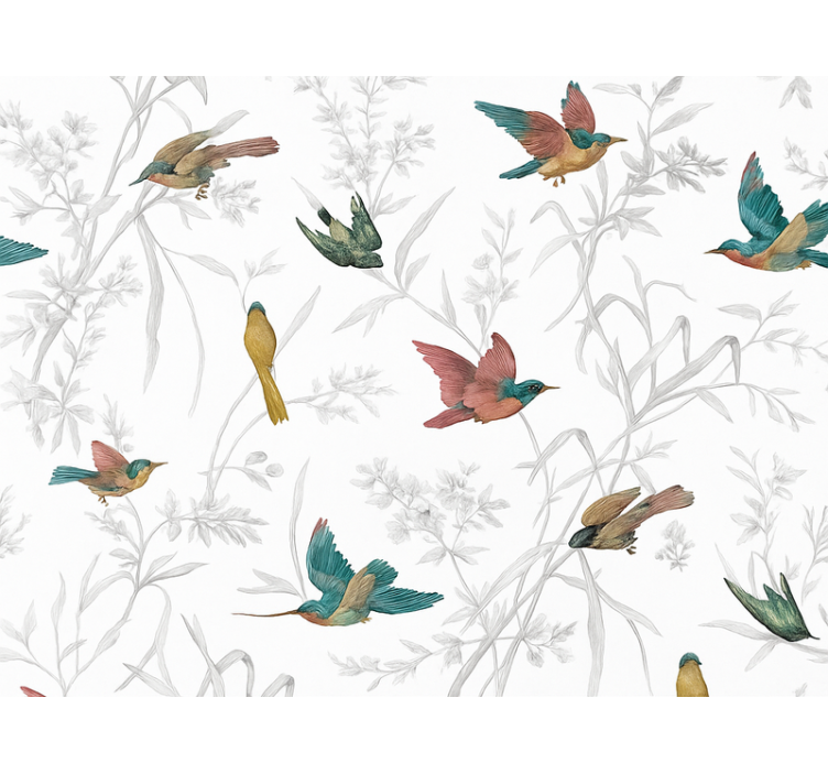 Living room wallpaper paradise bird and leaf design - TenStickers