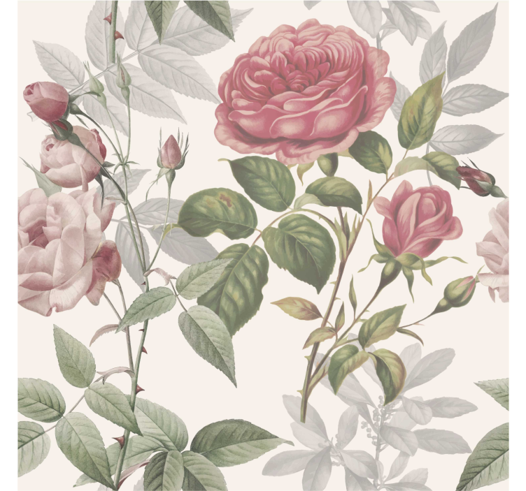 Flower wallpaper with rose pattern - TenStickers
