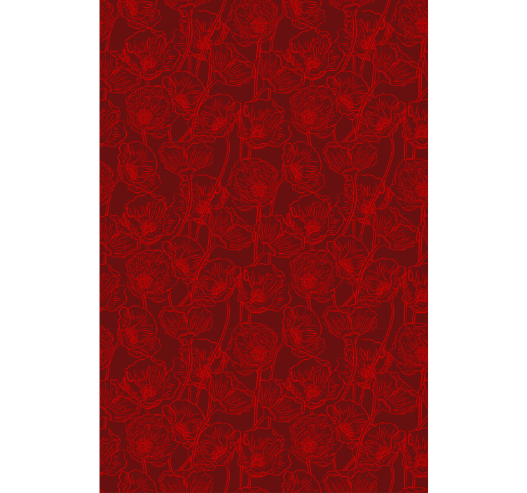 Flower wallpaper artistic poppies with stems - TenStickers