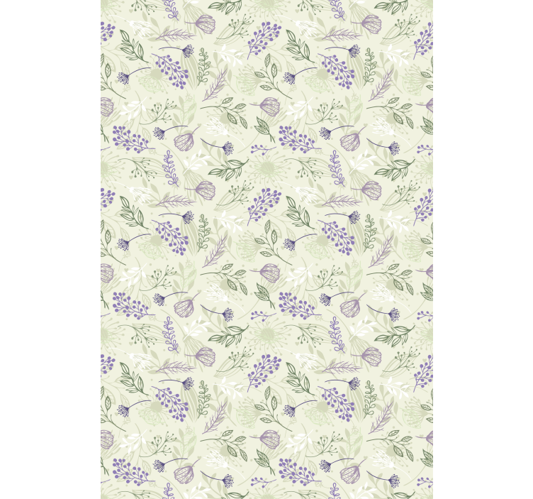 Flower wallpaper with purple flowers on green background - TenStickers
