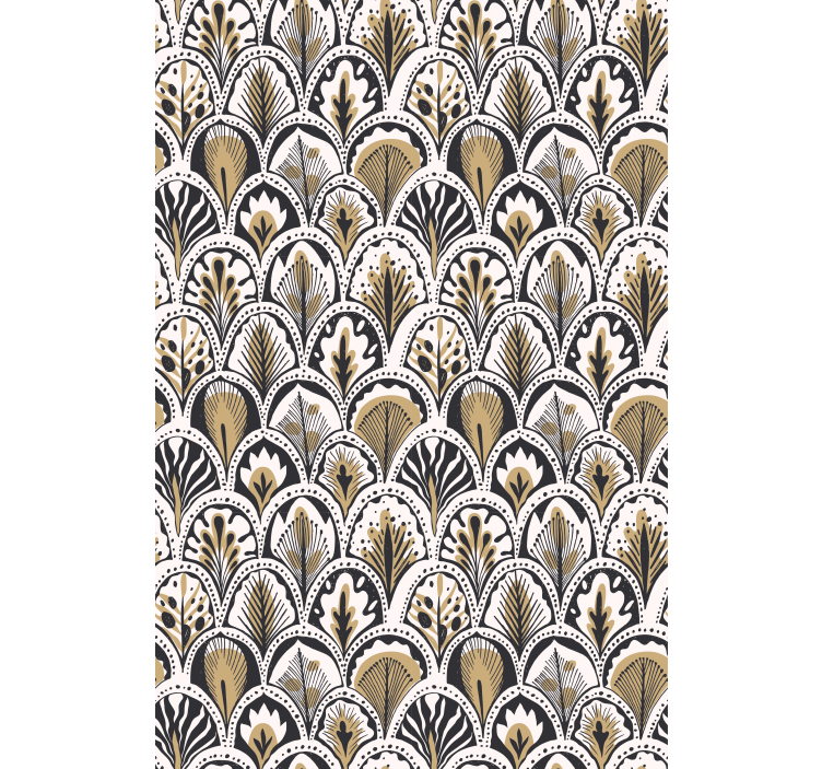 Flower wallpaper with golden pattern - TenStickers