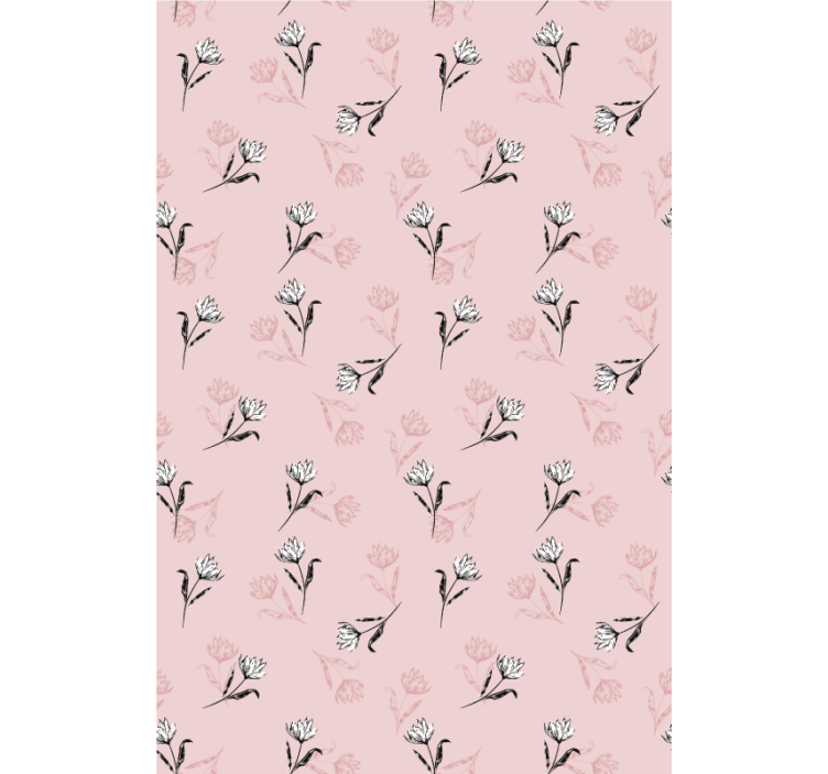 Flower wallpaper white lilies on pink background - TenStickers