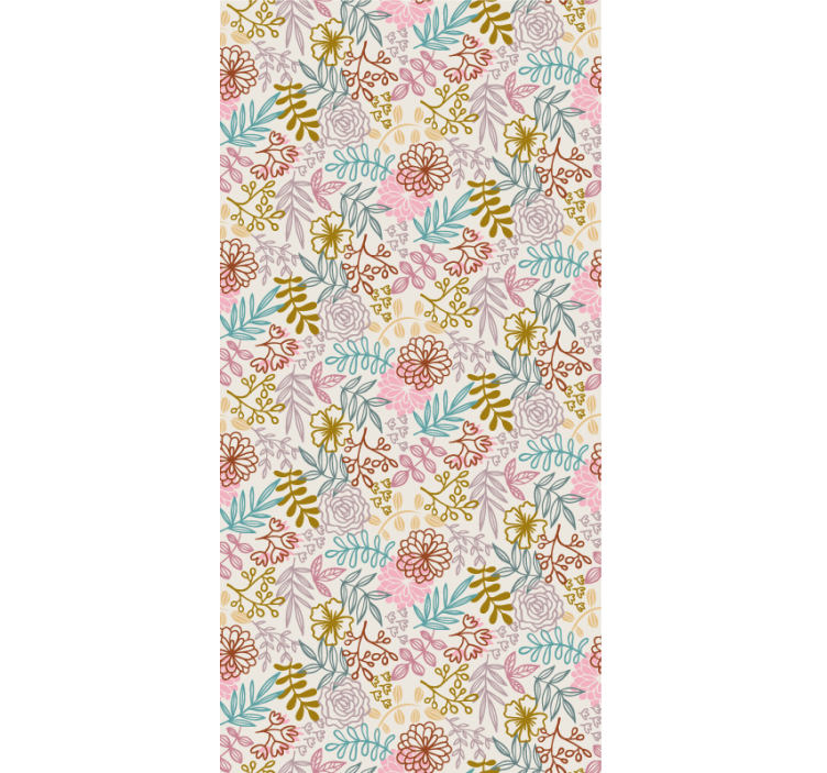 Flower wallpaper multicolor pattern line drawing - TenStickers