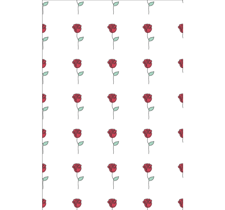 Flower wallpaper with cute red rose line art - TenStickers