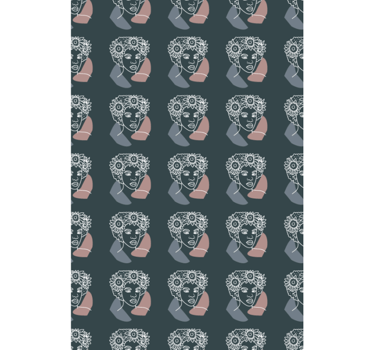 Flower wallpaper featuring minimalist sunflower and woman - TenStickers