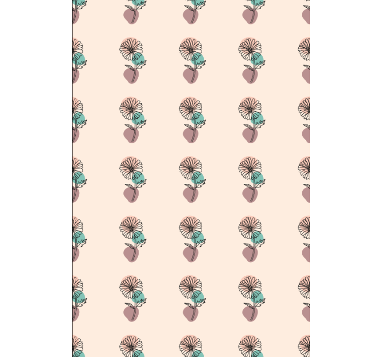Floral ornament wallpaper daisy flower line art design - TenStickers