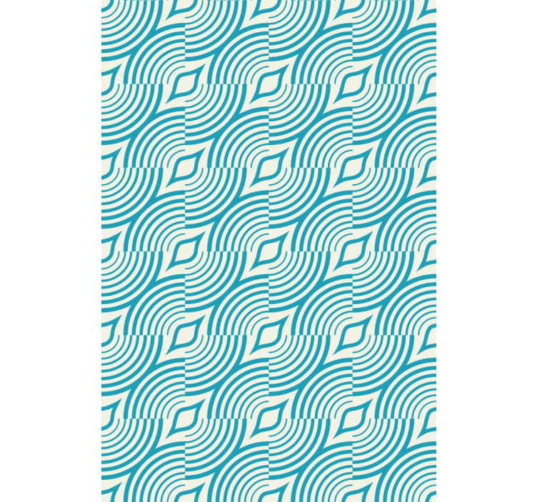 Floral ornament wallpaper with sea pattern blue lines - TenStickers