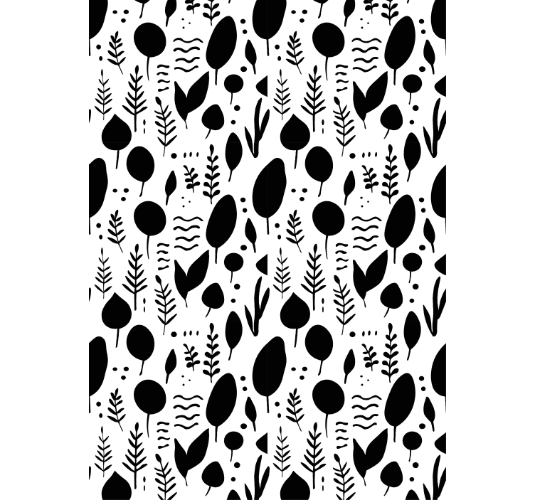 Floral ornament wallpaper with black and white nature images - TenStickers
