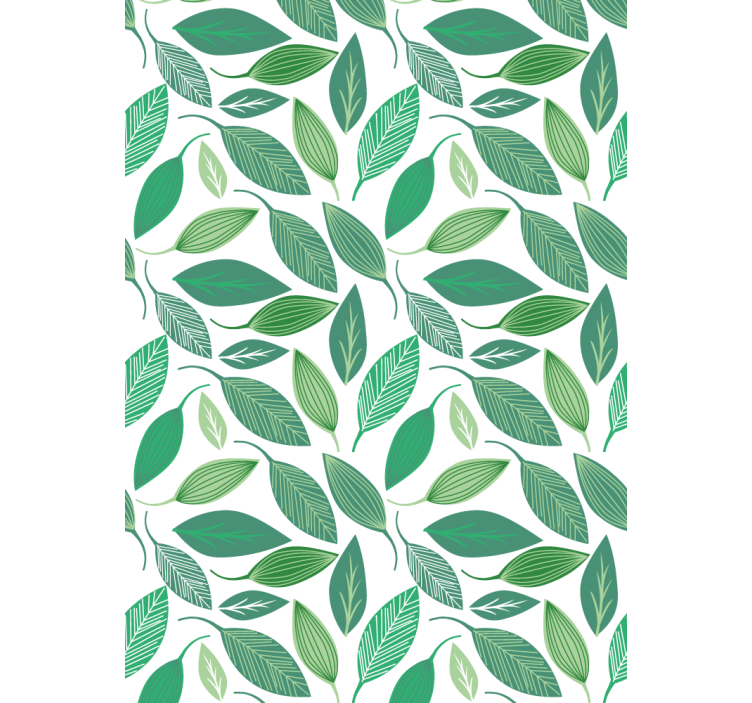 Floral ornament wallpaper with green leaf nature design - TenStickers