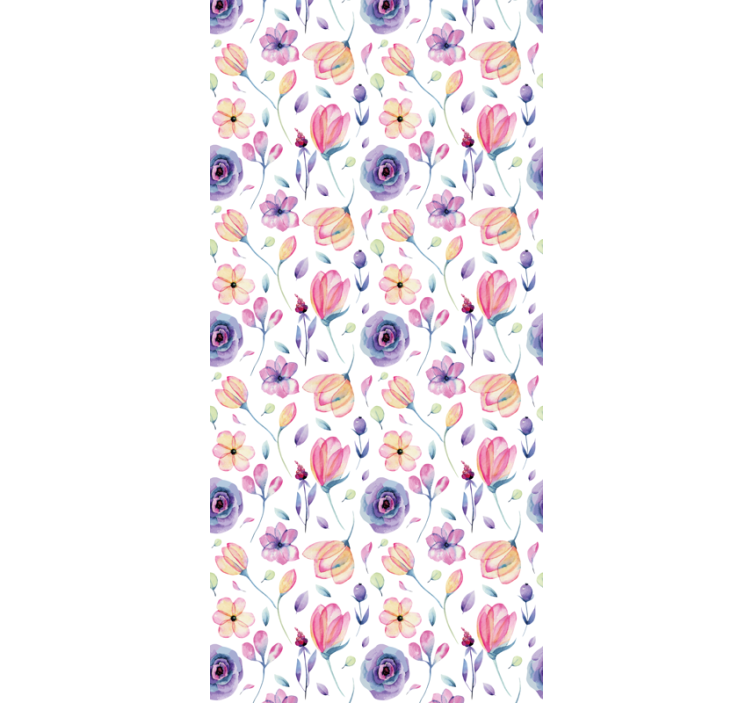 Floral ornament wallpaper with purple delicate pattern - TenStickers