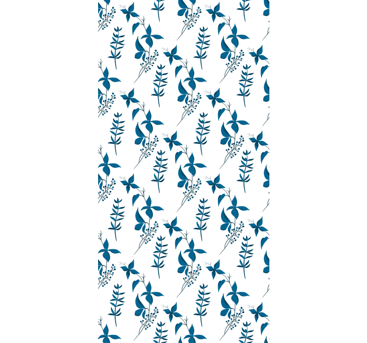 Floral ornament wallpaper blue flower design - TenStickers