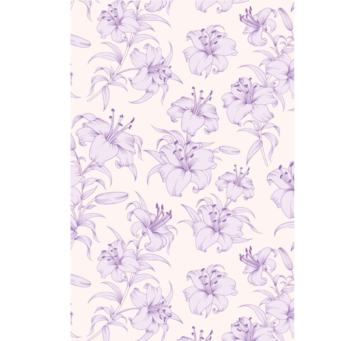 Floral ornament wallpaper with blooming lilies design - TenStickers