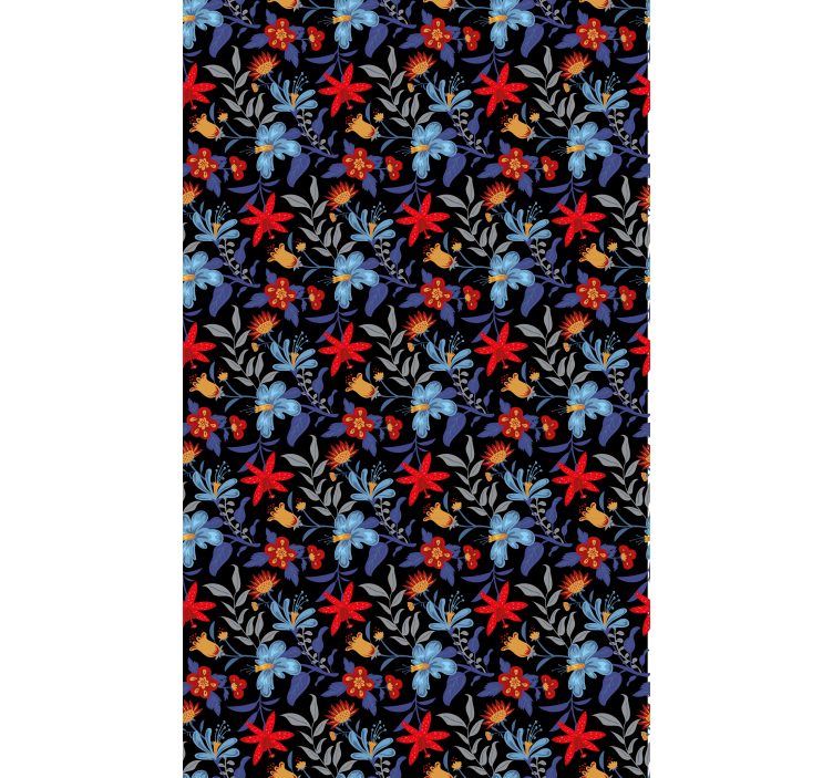 Floral ornament wallpaper flowerprint 'tricot' black - TenStickers