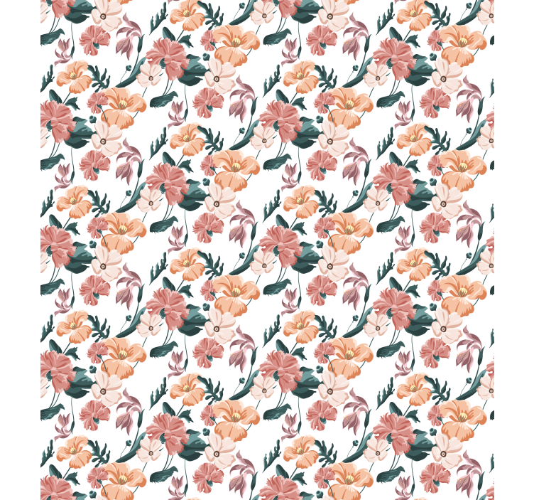 Floral ornament wallpaper flowerprint 'flowers' white - TenStickers
