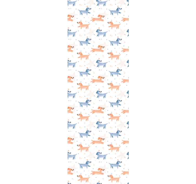 Bedroom wallpaper featuring adorable crowned dogs - TenStickers