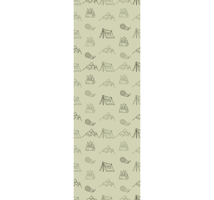 Bedroom wallpaper hand drawn camping items - TenStickers