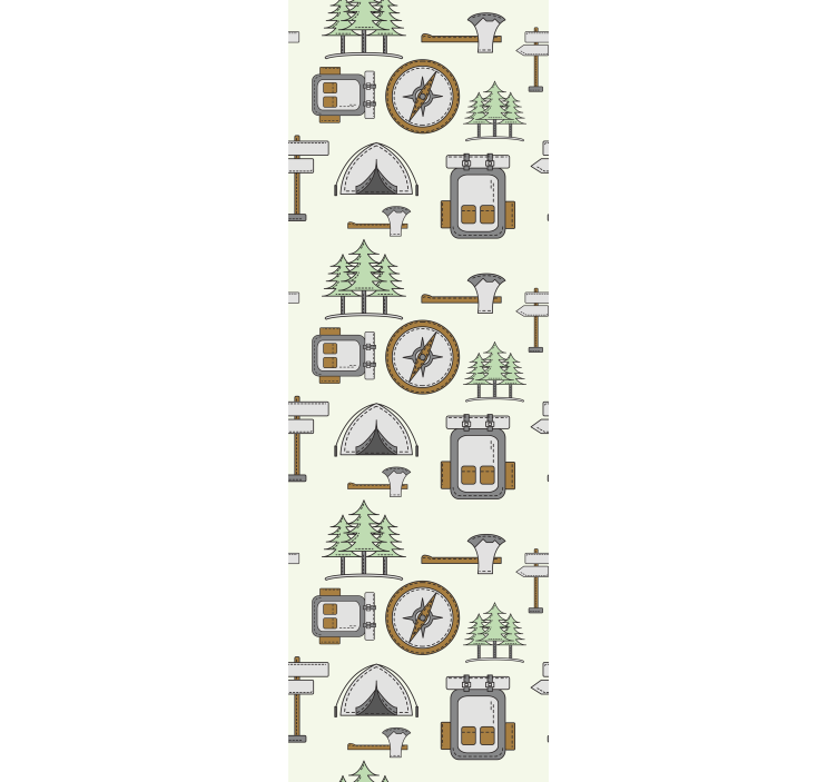 Bedroom wallpaper camping gear set bowl hatchet compass - TenStickers