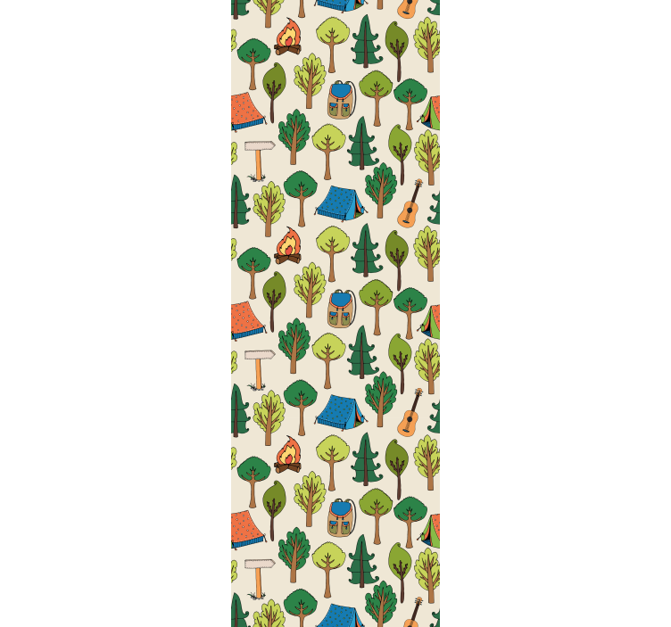 Bedroom wallpaper camping gear guitars flashlight bee - TenStickers