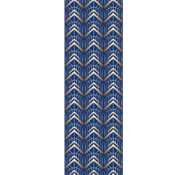 Bedroom wallpaper in modern blue and gold design - TenStickers