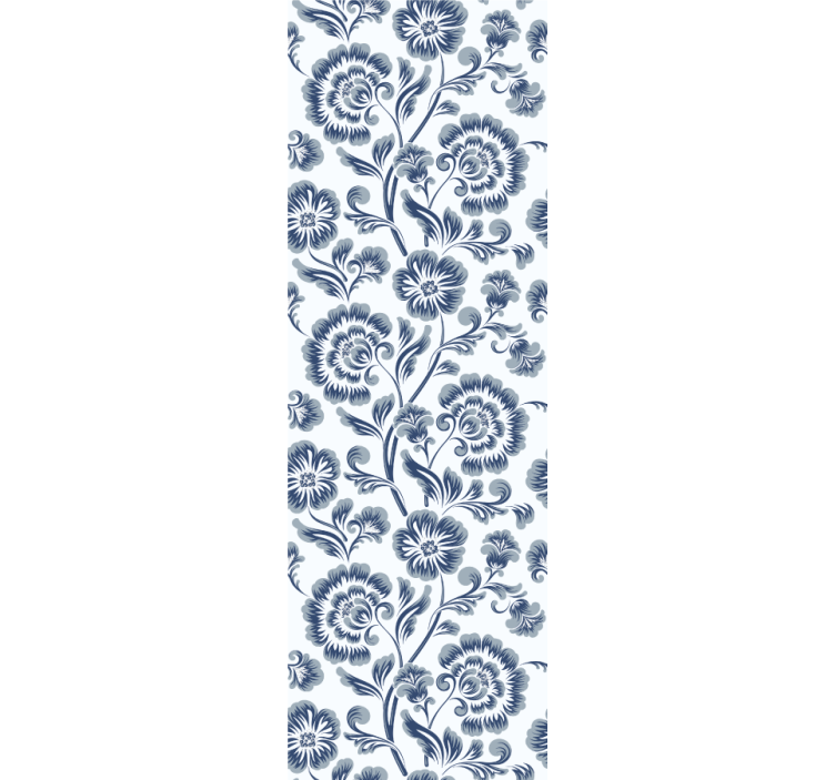 Bedroom wallpaper blue flowers grandmillennial design - TenStickers