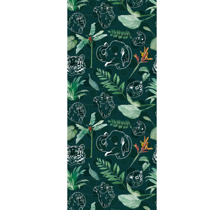 Bedroom wallpaper with colorful jungle animals and trees - TenStickers