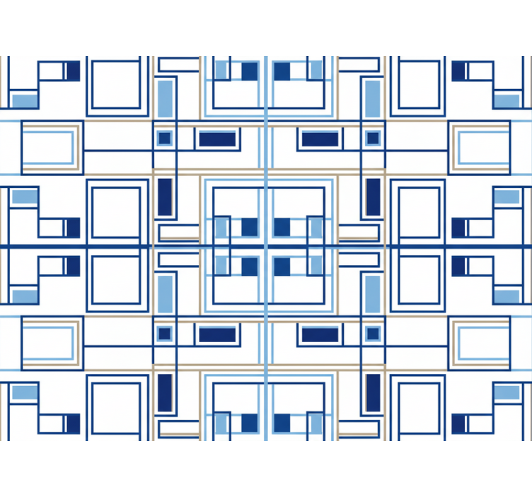 Square wallpaper geometric blue shapes - TenStickers