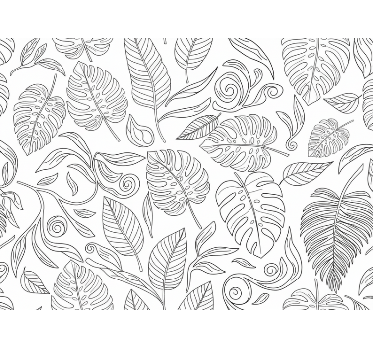 Modern wallpaper botanical in black and white - TenStickers