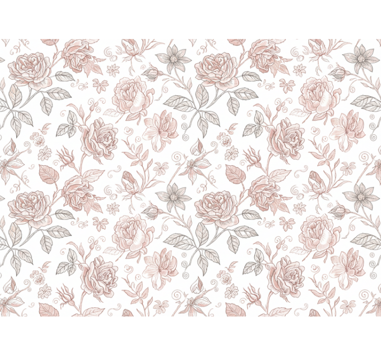 Flower wallpaper vintage rose drawing - TenStickers