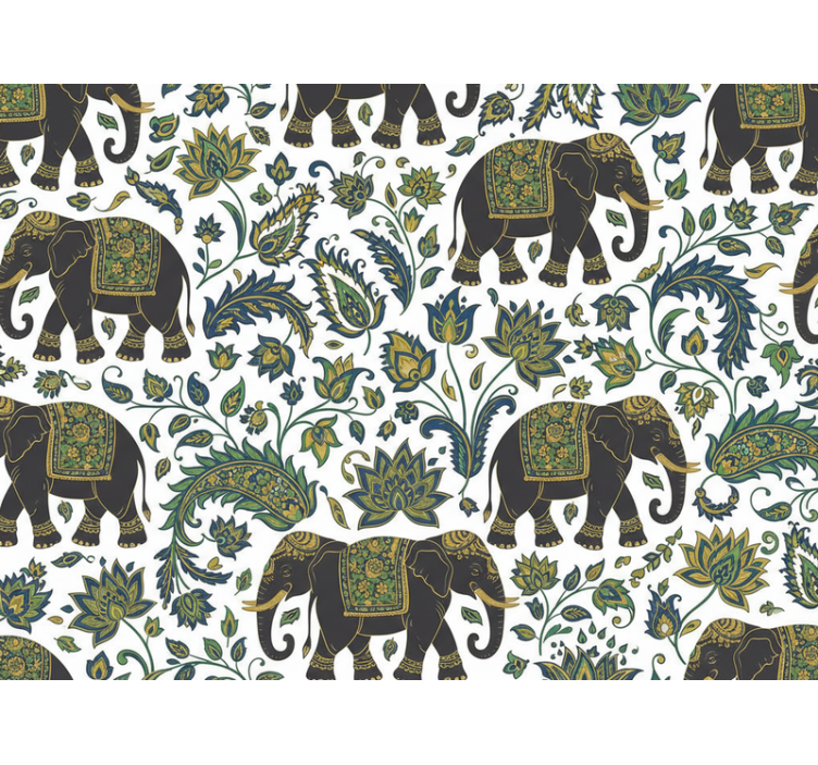 Elephants wallpaper realistic elephant pattern - TenStickers