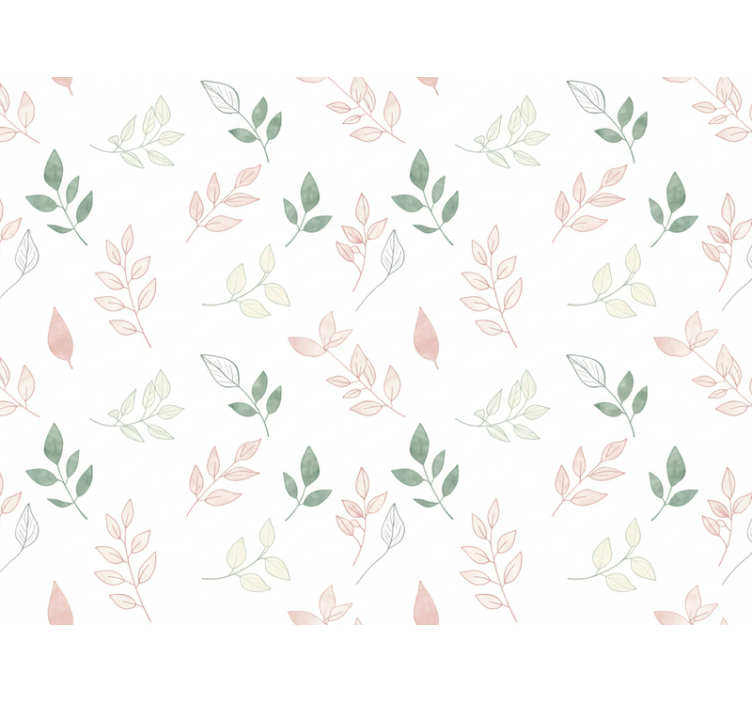 Flower wallpaper with soft-colored light leaves - TenStickers