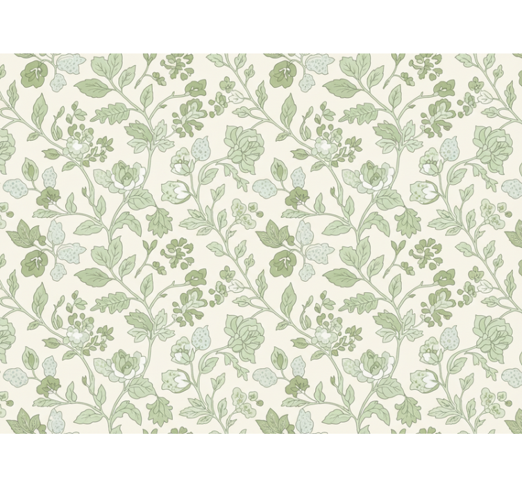 Stone wallpaper in creamy green floral design - TenStickers