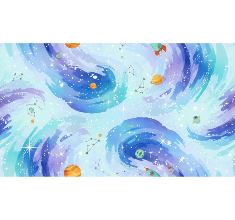 Kids wallpaper galaxy style light blue - TenStickers