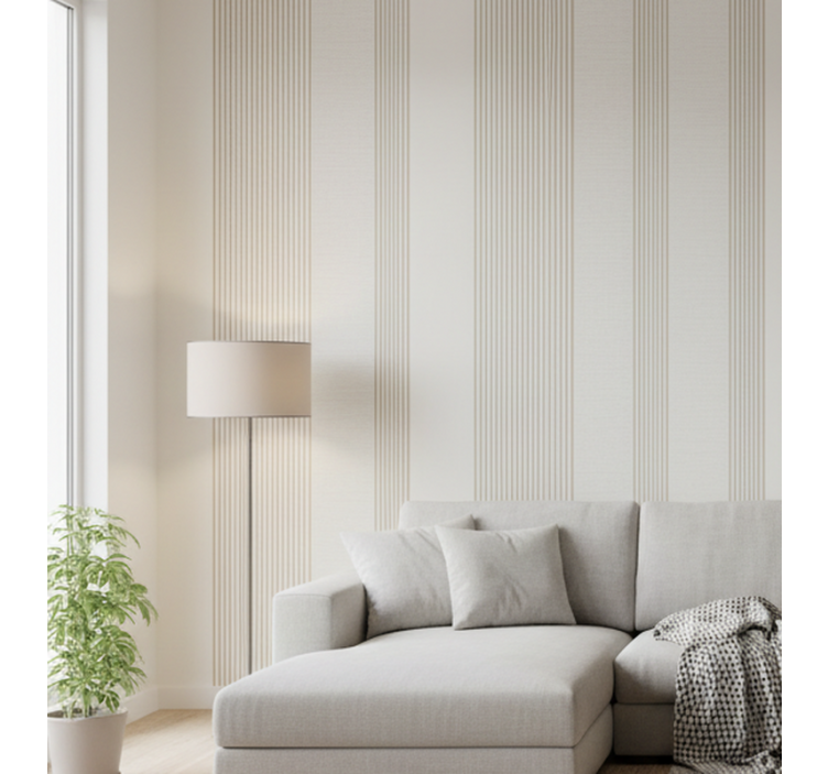 Vertical line wallpaper minimalist cream design - TenStickers