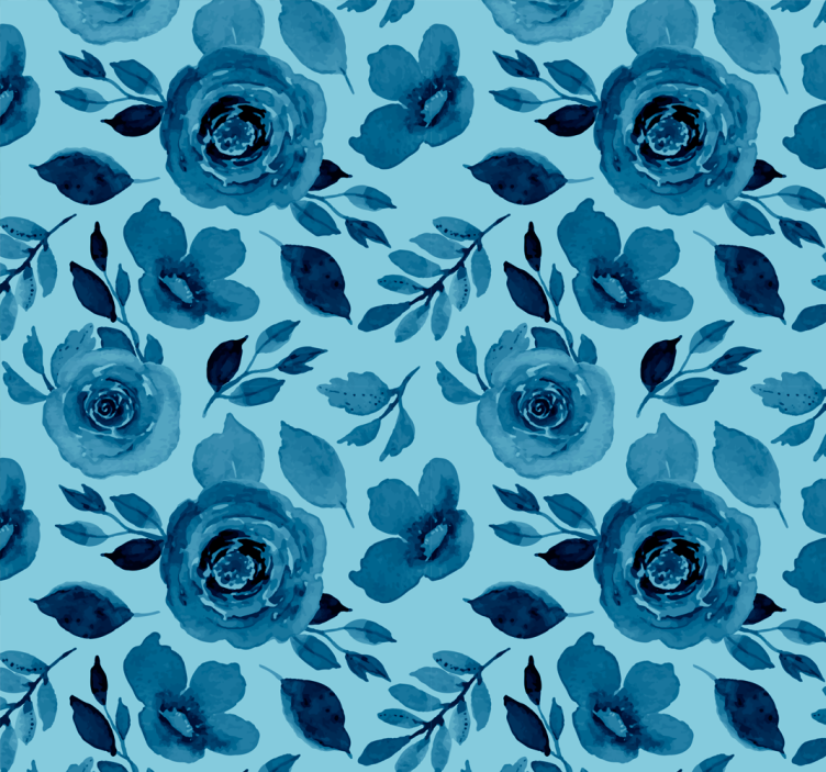 Flower Wallpaper blue flowers - TenStickers