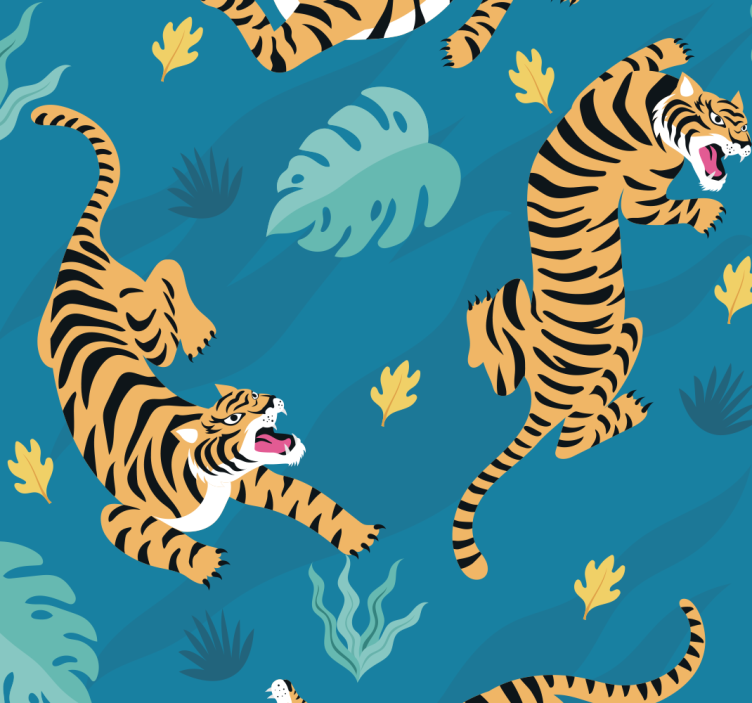 Tigers Dinning Room Wallpaper - TenStickers