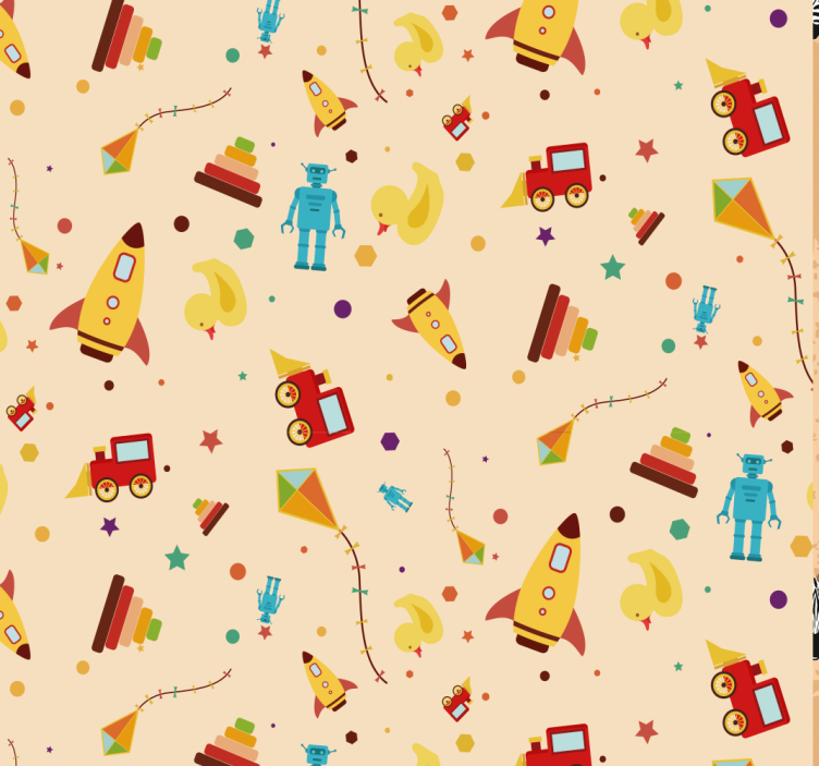 Vintage Toys Childrens Wallpaper - TenStickers