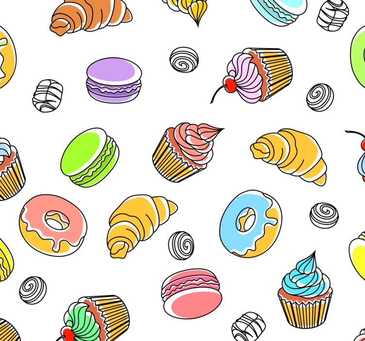 Delicious pastries modern kitchen wallpaper - TenStickers