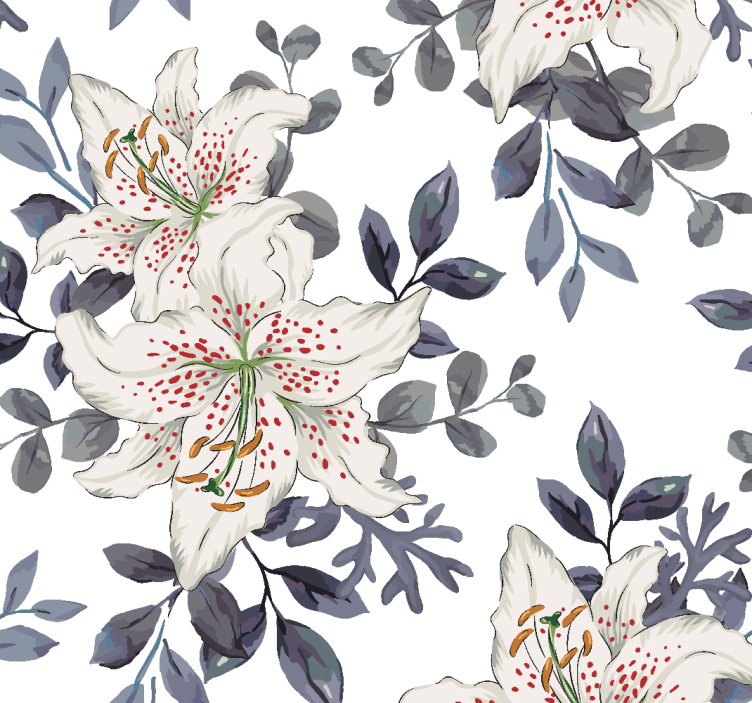 Red-dotted Lilies Flower Wallpaper - TenStickers
