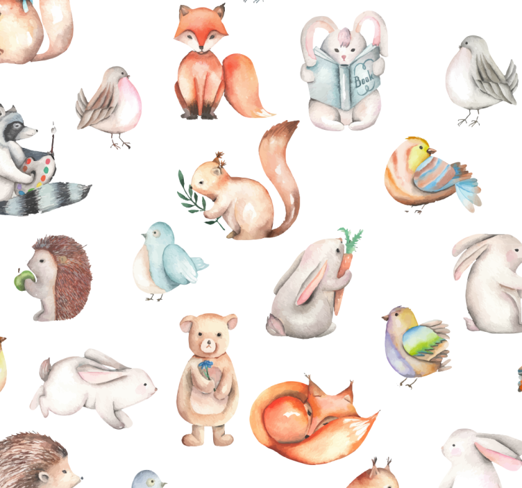 Cute Forest Animal Wallpaper - TenStickers