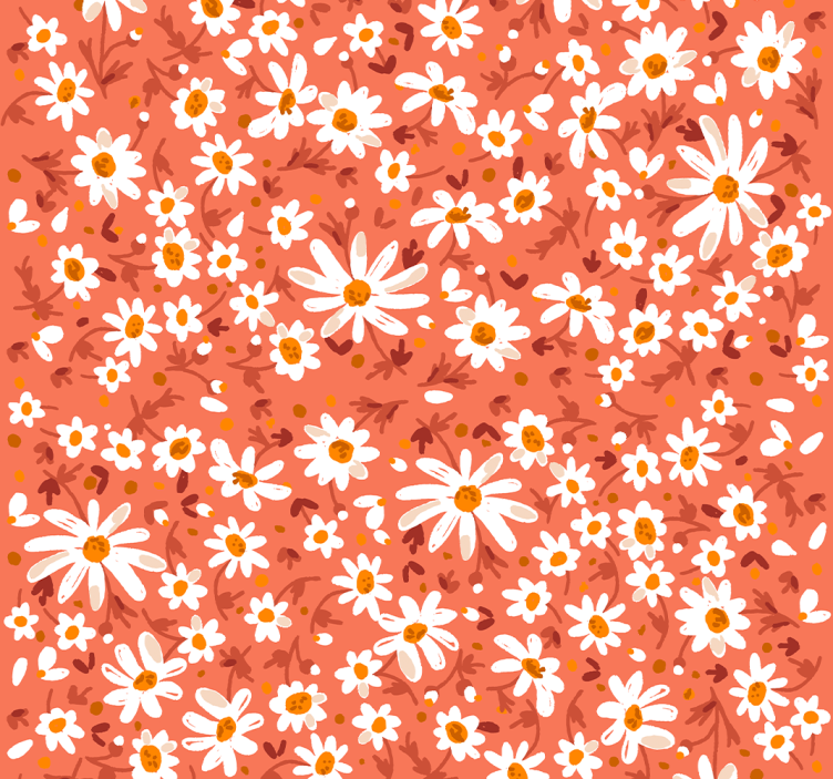 Daisies on brown background flower wallpaper - TenStickers